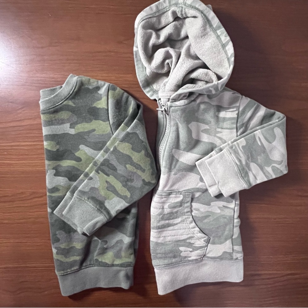 Art Class Kids Faded Camouflage Zip-Up Sweater and Cat & Jack Pullover 3T-bundle